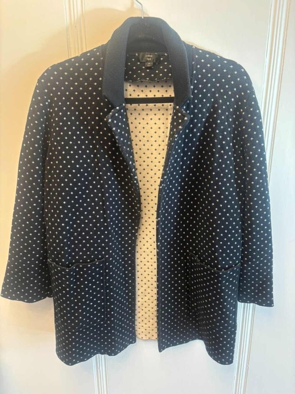JCrew 365 Navy Dotted Sweater Blazer- Size M